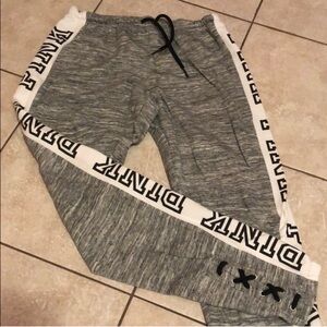 PINK Victoria’s Secret Gray Logo Side Stripe Jogger Sweatpants Size Small